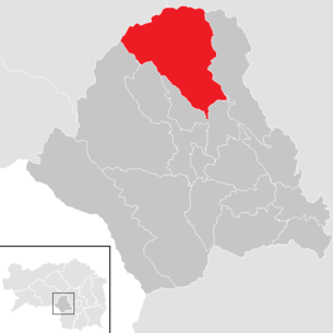 Lage der Gemeinde Kainach bei Voitsberg im Bezirk Voitsberg (anklickbare Karte)