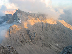 Die Kaltwasserkarspitze von der Birkkarspitze