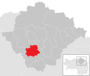 Lage der Gemeinde Kapfenberg im Bezirk Bruck-Mürzzuschlag (anklickbare Karte)