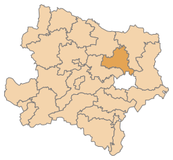 Lage des Bezirks Korneuburg im Bundesland Niederösterreich (anklickbare Karte)