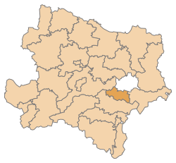 Lage des Bezirks Mödling im Bundesland Niederösterreich (anklickbare Karte)