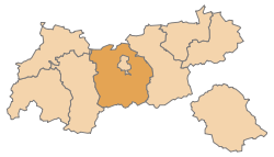 Lage des Bezirks Innsbruck-Land im Bundesland Tirol (anklickbare Karte)