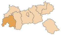 Lage des Bezirks Landeck im Bundesland Tirol (anklickbare Karte)