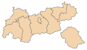 Lage des Bezirks Karte A Tirol ohne.svg im Bundesland Tirol (anklickbare Karte)