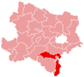 Lage des Bezirkes Wiener Neustadt in Niederösterreich