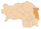Lage des Bezirkes Hartberg-Fürstenfeld innerhalb der Steiermark