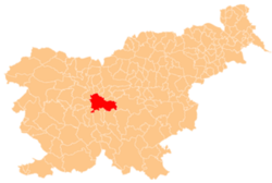 Karte von Slowenien, Position von Ljubljana hervorgehoben