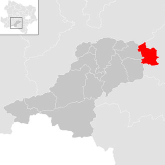 Lage der Gemeinde Kaumberg im Bezirk Lilienfeld (anklickbare Karte)