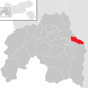 Lage der Gemeinde Kaunerberg im Bezirk Landeck (anklickbare Karte)