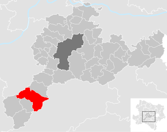Lage der Gemeinde Kirchberg an der Pielach im Bezirk St. Pölten-Land (anklickbare Karte)