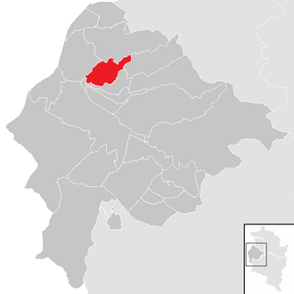 Lage der Gemeinde Klaus (Vorarlberg) im Bezirk Feldkirch (anklickbare Karte)