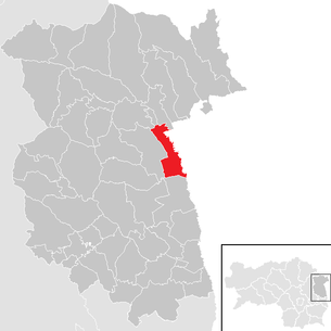 Lage der Gemeinde Lafnitz (Steiermark) im Bezirk Feldbach (anklickbare Karte)