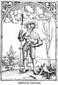 Hauptmann mit Partisane, Holzschnitt aus dem Jahr 1545