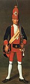 Grenadier Schwerid Rediwanoff aus Moskau, einer der Männer, die Peter der Große im Geschenkaustausch gegen das Bernsteinzimmer nach Berlin schickte; Johann Christof Merck, 1718, Deutsches Historisches Museum Berlin