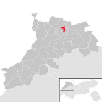 Lage der Gemeinde Lechaschau im Bezirk Reutte (anklickbare Karte)