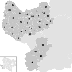 Lage der Gemeinde Bezirk Amstetten im Bezirk Amstetten (anklickbare Karte)