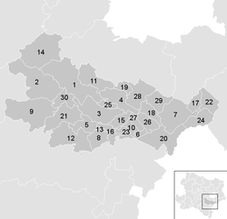 Lage der Gemeinde Bezirk Baden (Niederösterreich) im Bezirk Baden (anklickbare Karte)