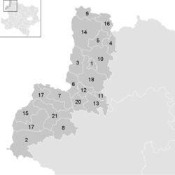 Lage der Gemeinde Bezirk Gmünd im Bezirk Gmünd (anklickbare Karte)