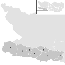 Lage der Gemeinde Bezirk Hermagor im Bezirk Hermagor (anklickbare Karte)