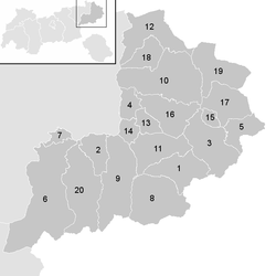 Lage der Gemeinde Bezirk Kitzbühel im Bezirk Kitzbühel (anklickbare Karte)