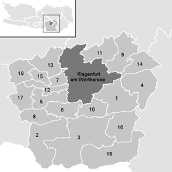 Lage der Gemeinde Bezirk Klagenfurt-Land im Bezirk Klagenfurt-Land (anklickbare Karte)