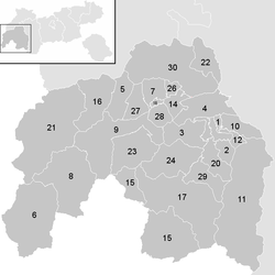 Lage der Gemeinde Bezirk Landeck im Bezirk Landeck (anklickbare Karte)