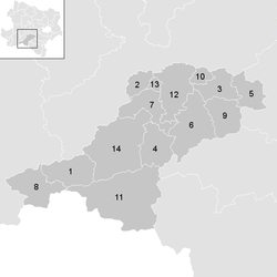 Lage der Gemeinde Bezirk Lilienfeld   im Bezirk Lilienfeld (anklickbare Karte)