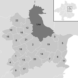 Lage der Gemeinde Bezirk Linz-Land im Bezirk Linz-Land (anklickbare Karte)
