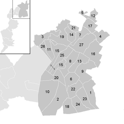 Lage der Gemeinde Bezirk Neusiedl am See im Bezirk Neusiedl am See (anklickbare Karte)