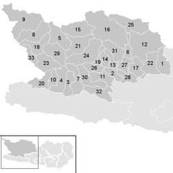 Lage der Gemeinde Bezirk Spittal an der Drau im Bezirk Spittal an der Drau (anklickbare Karte)