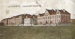 Landwehr-Kaserne mit Artillerie-Kaserne in Leitmeritz (Kamýcká 29) (Gebäude 2015 noch existent)Koordinate: 50° 32′ 5″ N, 14° 8′ 49″ O50.53472222222214.146944444444 (Gebäude noch existent)