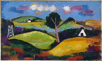 Hügelige Landschaft mit Hochstand, 1955–1960