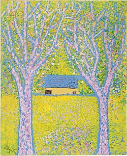 Haus zwischen zwei violetten Bäumen, 1975