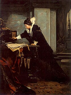 Unterzeichnung des Todesurteils der Maria Stuart durch Elisabeth