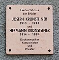 Gedenktafel am Geburtshaus von Joseph und Hermann Kronsteiner