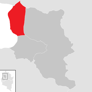 Lage der Gemeinde Lustenau im Bezirk Dornbirn (anklickbare Karte)