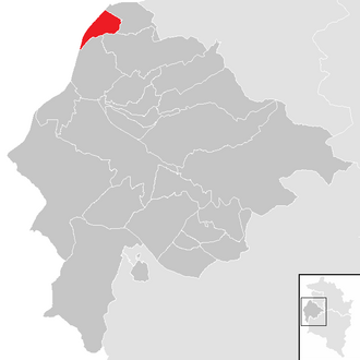 Lage der Gemeinde Mäder im Bezirk Feldkirch (anklickbare Karte)