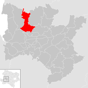 Lage der Gemeinde Münichreith-Laimbach im Bezirk Melk (anklickbare Karte)