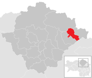 Lage der Gemeinde Mürzzuschlag im Bezirk Bruck-Mürzzuschlag (anklickbare Karte)