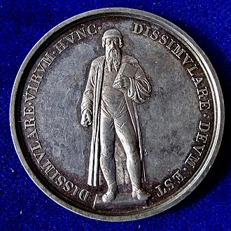 Medaille des Medailleurs Neuss, Vorderseite: die Figur des Denkmals in Mainz