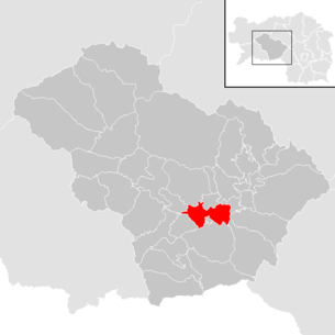 Lage der Gemeinde Maria Buch-Feistritz im Bezirk Murtal (anklickbare Karte)