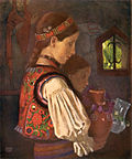 Romanian Children bringing Water to be Blessed in the Greek Church, Desze
