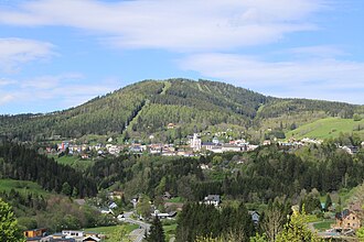 Bürgeralpe mit Mariazell von Süden