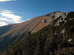Südseite des Gipfelbereichs, Blick von Osten.