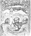 Franz Lachner (links), Schubert und Eduard von Bauernfeld beim Heurigen (Moritz von Schwind, 1862)