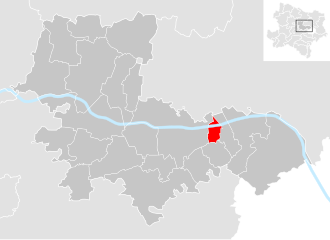 Lage der Gemeinde Muckendorf-Wipfing im Bezirk Tulln (anklickbare Karte)