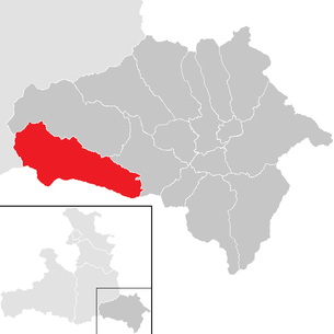 Lage der Gemeinde Muhr (Salzburg) im Bezirk Hallein (anklickbare Karte)