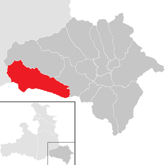 Lage der Gemeinde Muhr (Salzburg) im Bezirk Hallein (anklickbare Karte)