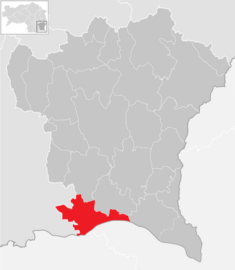 Lage der Gemeinde Mureck im Bezirk Südoststeiermark (anklickbare Karte)