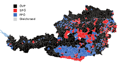 Stärkste Partei auf Gemeindeebene (ohne Wahlkarten)